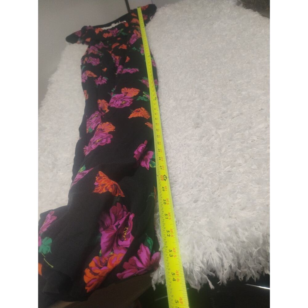 Torrid Black Floral Off The Shoulder Challis Wide Leg Jumpsuit Cottage Size 00 - Picture 3 of 13